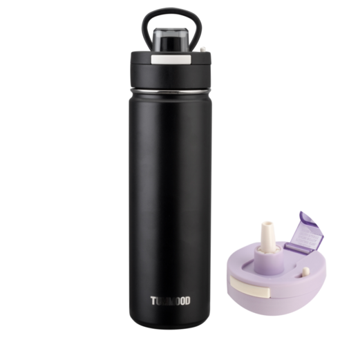 텀무드 텀블러 보온병 보냉 빨대 스텐, 1개, 720ml, 블랙