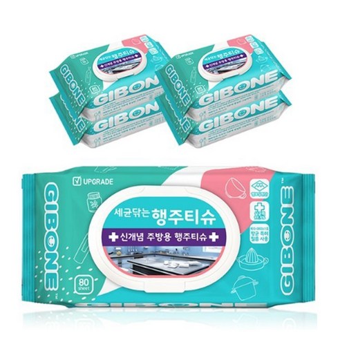 기본에 세균닦는 행주 티슈 캡형, 80개입, 5개