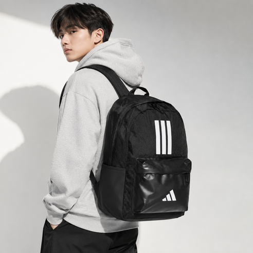 아디다스 블랙 학생 가방 백팩 세련된 가죽 데일리 남녀공용