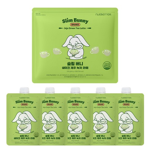 뉴베러 슬림 버니 단백질 쉐이크 파우치, 40g, 5개, 제주녹차라떼