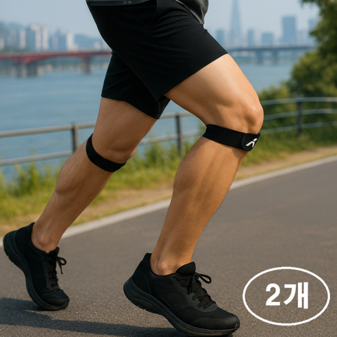 엑티업 실리콘 내장 고탄력 충격 흡수 슬개건 무릎보호대, 블랙, 2개