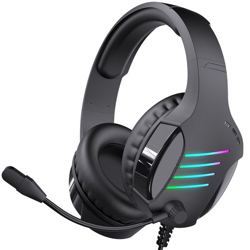 아이리버 노이즈 캔슬링 마이크 레이보우 LED USB 게이밍 헤드셋, EQwear-G7H, BLACK EQwear-G7H, BLACK