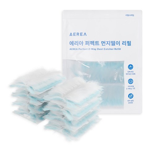 에리아 2way 정전기 먼지흡착 먼지털이 더스터 먼지털이개 청소용품 리필 8개, 1세트, 혼합색상