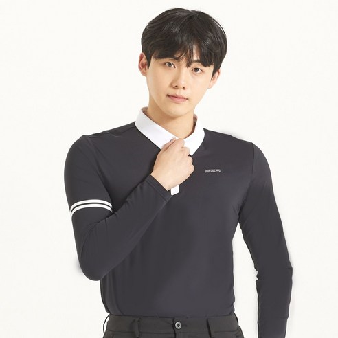 피지알골프 PGR 남성용 골프웨어 더블라인 카라 긴팔 티셔츠 GT 3309