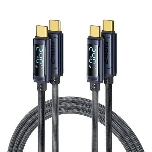 Toocki 디스플레이 C to C타입 PD 240W 초고속 충전케이블, 2개, 회색, 2m