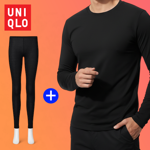 유니클로 남성 히트텍 크루넥 상의 + 발열 타이즈 하의 SET