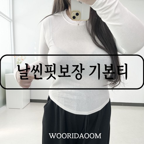 (66-100) 무네 빅사이즈 날씬해보이는 기본 티셔츠 무지 이너 신축성 3XL 긴팔티