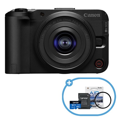 캐논코리아 정품 EOS R50 V 14-30 KIT 블랙 + 128GB + 겐코 Air MC UV 58mm / 크리에이터 스트리밍 브이로그 카메라