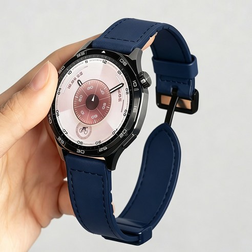 홈해락 갤럭시워치 4 5 6 7 가죽 시계줄 스트랩 20mm, 미드나이트 블루, 1개
