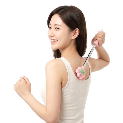 효자손등긁개 접이식 휴대용 등마사지 방망이 길이조절, 1개, 핑크