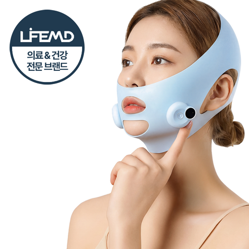 라이프엠디 ems 저주파 리프팅 마사지기 얼굴 턱선 피부 탄력 케어 마사지 밴드 사각턱 이중턱 처짐 방지 미용 기계 360도 페이스 v라인 관리기, 스카이블루, LMD168L