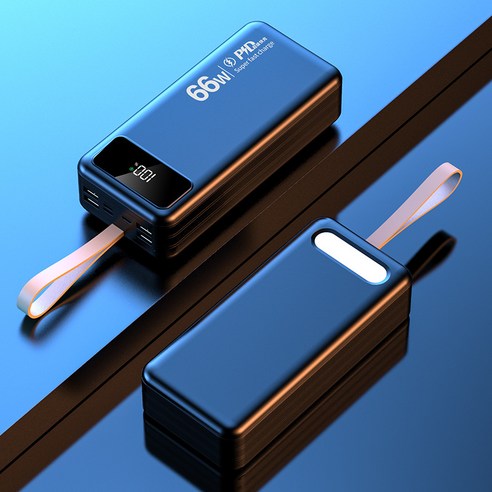 보조 배터리 초고속 충전 50000mAh 대용량 디자인 + 내장 멀티 케이블 + 스마트 디스플레이 + LED 조명