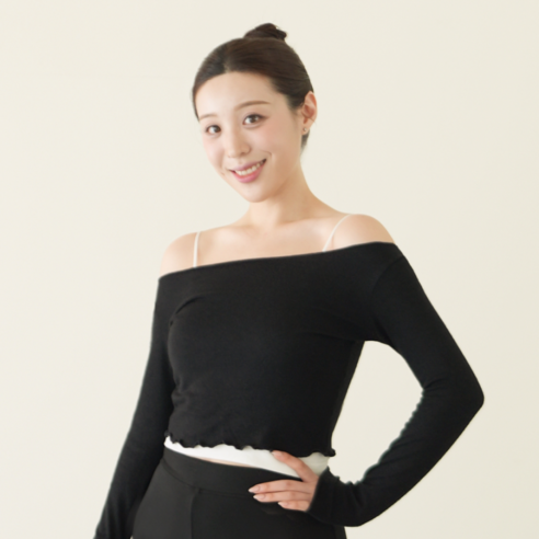 이이엘댄스 오프숄더 발레 티셔츠 성인 발레복 긴팔 워머 상의 옷 의상