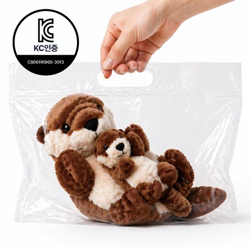 이케아 스콕스두바 수달인형 2마리 +선물백, 1개, 브라운 베이지, 45cm