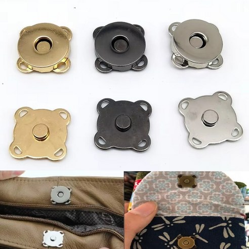 가방 자석 단추 똑딱이 아플리케 사방 귀자석 퀼트 부자재 19mm, 골드, 2개