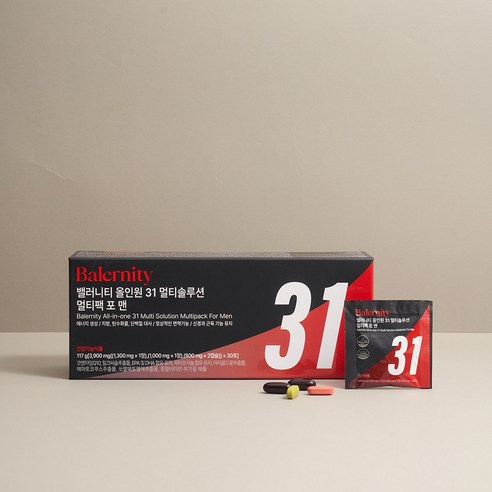 밸러니티 남성용 올인원 31성분 멀티팩 종합비타민 117g 30회분, 1개 이미지 2