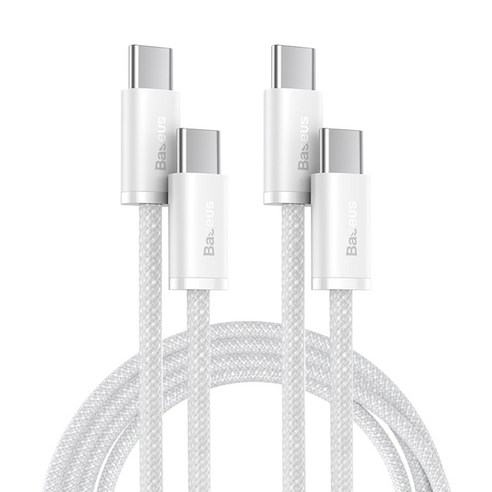 Baseus 베이스어스 100W PD 고속충전 케이블 C타입 to C타입 USB-C 노트북/휴대폰/태블릿 초고속 충전 케이블, 2개, 화이트, 1m