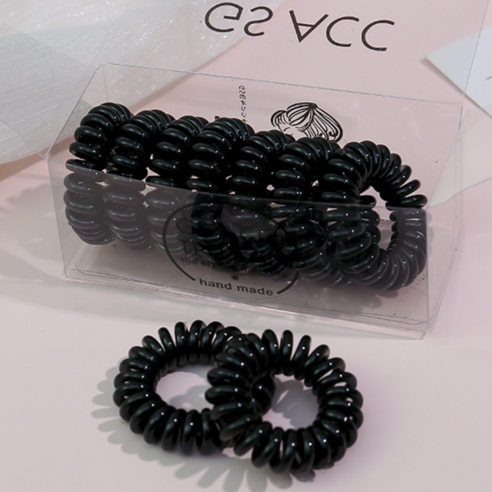 미다미 케이스 자국없는 전화줄 머리끈 스프링 데일리 머리끈 세트(블랙/믹스)