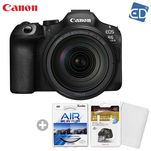 [캐논 정품] EOS R6 Mark III/R6M3+RF 24-105mm F4 L IS USM KIT +켄코필터+액정필름+포켓융 /ED, 단일옵션