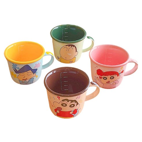 StarR 짱구 세라믹 머그잔 4개입 350ml, 1개, 오렌지 + 그린 + 다크 브라운 + 핑크