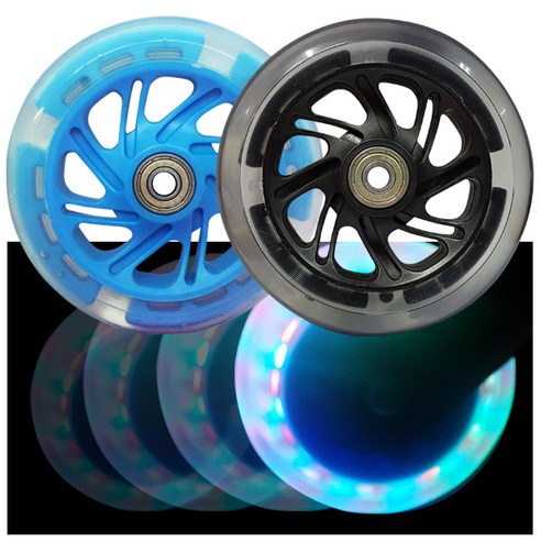 킥보드 발광 LED 불바퀴 120mm 베어링넘버 ABEC-7 608ZZ 인라인 우레탄 바퀴 휠 라이트 에스보드, 블랙, 1개