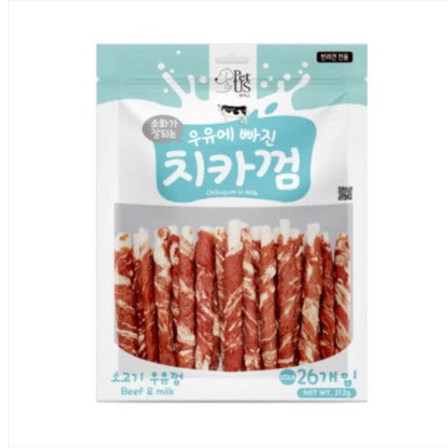 펫어스 강아지 치카껌 간식, 312g, 1개, 혼합맛(우유/소고기)