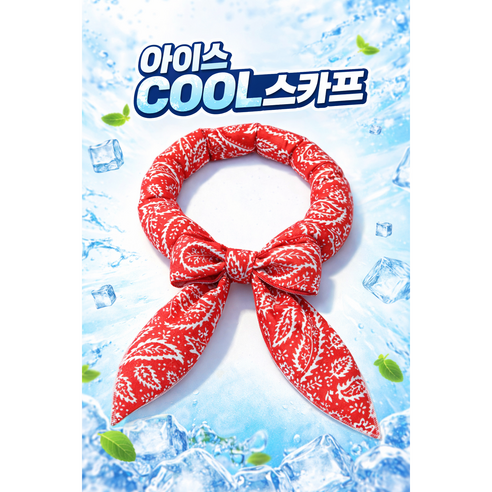 JY몰 온몸이 시원한 아이스 쿨 스카프 냉감 넥밴드 여름 등산 작업용, 1개, 쿨레드