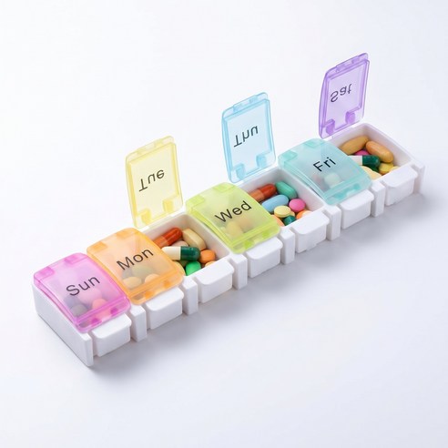 차머덕트 휴대용 약통 원터치 7일 밀폐 알약 케이스, 혼합, 1개