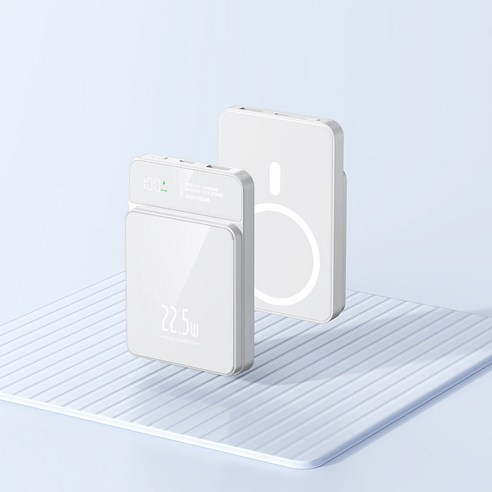 RYZO 22.5W 고속충전 20000mAh 대용량 보조배터리 초슬림 맥세이프보조배터리 무선충전 다양한 색상, 1개, 화이트