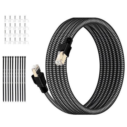 HUO JI CAT8 40Gbps 초고속 게이밍 랜케이블 인터넷 랜선, 검정색, 1개, 15m