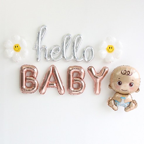 이벤트홀릭 베이비샤워 풍선 파티용품세트 헬로 베이비 아기, 1.남자아기 세트, 1개