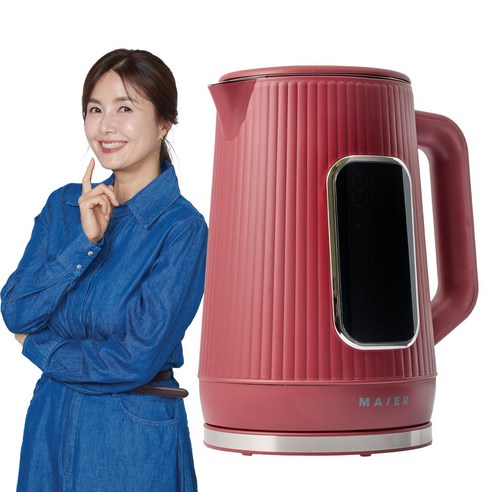 [마이어] 1.7L 대용량 안심포트 (H2405D) / 신애라 전기포트 티포트 LED 자동모드, 레드