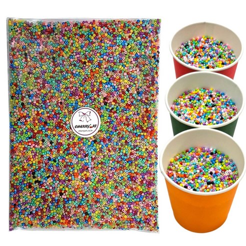 체리아트 2mm 시드비즈 30색 혼합 대용량 벌크 500g 약 34000알 학교 공방 단체 수업용, Mix, 1개