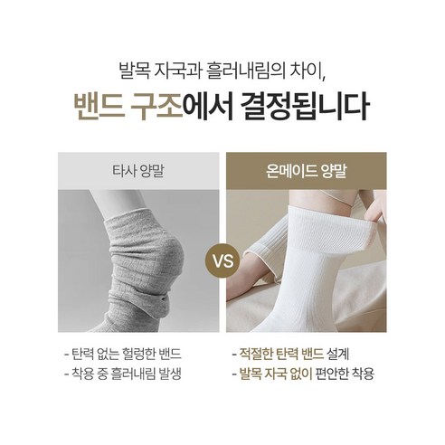 온메이드 여성용 포근한 무지 중목 양말 10켤레 이미지 3