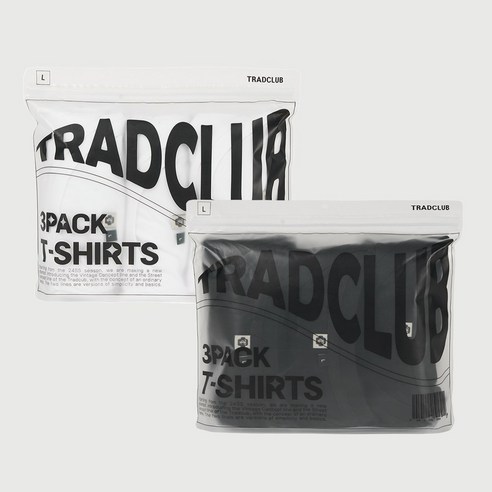[3PACK SET] 트래드클럽 리뉴얼 남자 여자 남녀공용 30수 무지 라운드 순면 반팔티 (M~5XL)