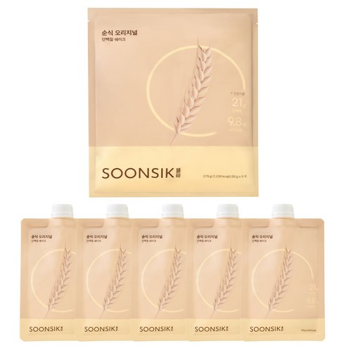 순식 오리지널 장단콩 단백질 21 쉐이크 5p, 5개, 55g