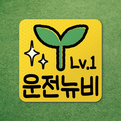 왕 초보 운전 반사 자석 스티커 탈부착 차량 면허 연수 노랑 마그네틱 마그넷 자동차, 1개, 노랑-미니 새싹(운전뉴비)