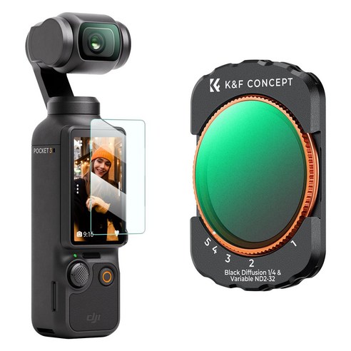 K&F DJI Osmo Pocket 3 / DJI Osmo Pocket 4 용 자석 가변 ND2-ND32 & 블랙 미스트 1/4 ( 2-in-1 멀티 코팅 HD 광학유리 필터), 1개, 단일