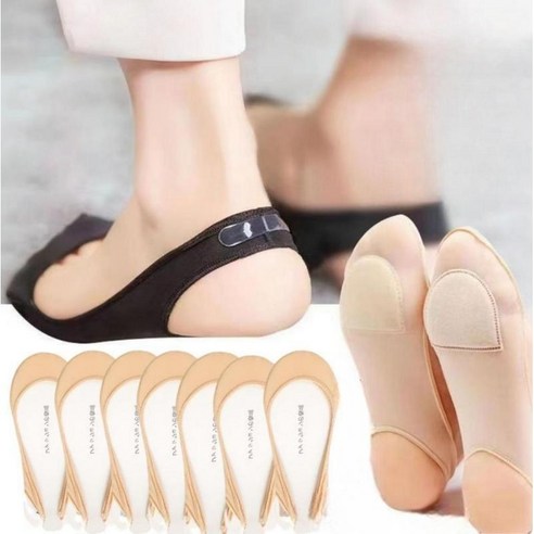 비아워게스트 여성용 구두 면 실리콘 뒷꿈치 덧신 7켤레 세트