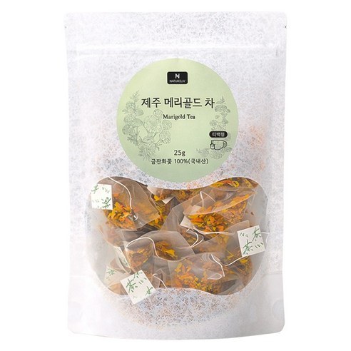 네이쳐리브 제주 수제 메리골드 꽃차 마리골드 꽃송이 티백형, 1개, 50개입, 0.5g