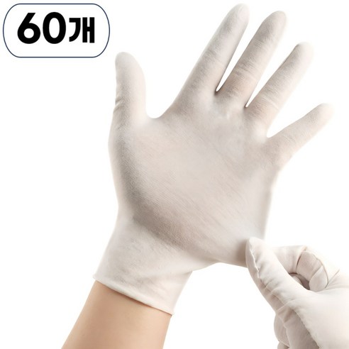 호아인터 다용도 얇은 면장갑 속장갑 주방 예식용 흰장갑, 60개, 화이트