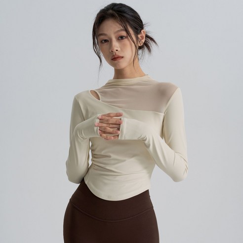 에쥬아 여성 캡내장 요가복 긴팔 필라테스복 트레이닝 스키니 스판 이너웨어