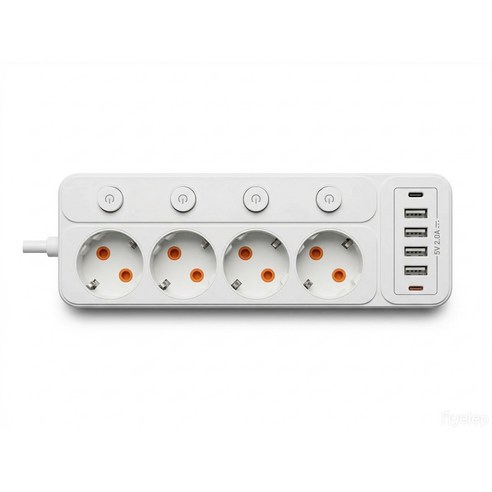 개별스위치 내열ABS 안전보호 USB 고용량 멀티탭, 1개, 화이트, 2m