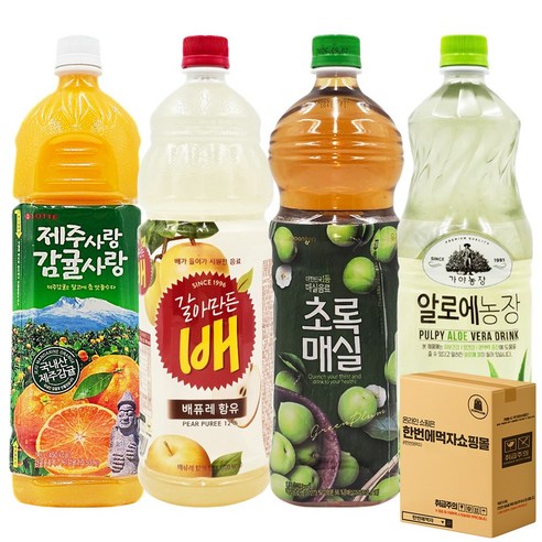 [한번에먹자] 1.5L 과즙음료 혼합세트 / 갈아만든배 + 감귤 + 초록매실 + 알로에 / 각1개씩