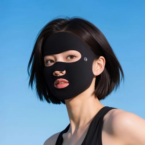 키비코 자외선차단 마스크 쿨링 러닝 자전거 스포츠, 1개, 블랙