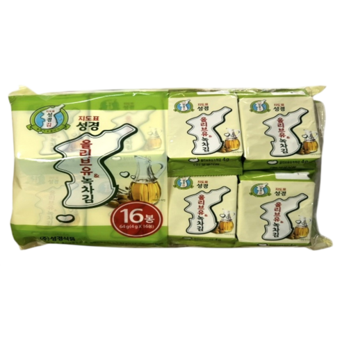지도표성경올리브유&녹차식탁김, 4g, 16개