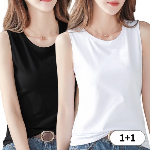 나바바 NT2405 여성 1+1 심플 데일리 민소매 나시 티셔츠