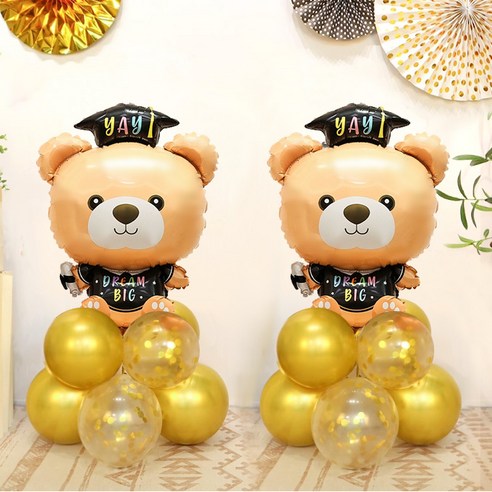Joleoppungseongidung ( Joleophaksamo Riteulgomdol ) Gold Keonpeti 2 Pack Set , 1 Pack (졸업풍선기둥(졸업학사모 리틀곰돌이) 골드컨페티 2개세트, 1개)