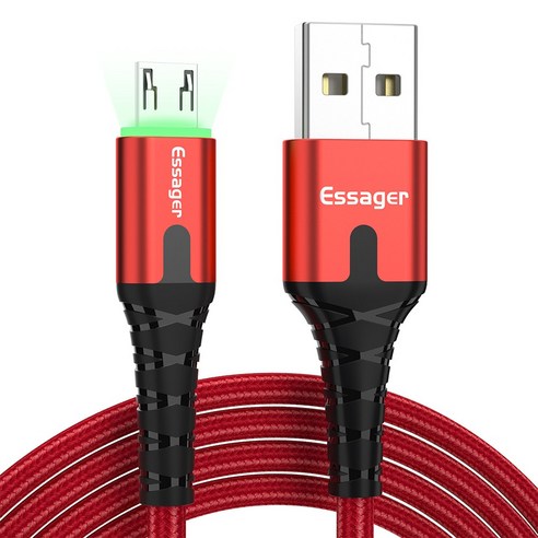 Essager 2.4A USB A타입 to 5핀/마이크로 고속 충전기 케이블 1개, 붉은색, 1m