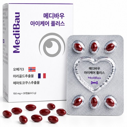 메디바우 아이케어 플러스 강아지 눈영양제 오메가3 루테인 백내장, 30정, 눈물개선/눈건강